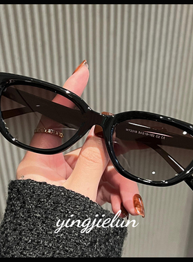 2024新款墨镜女海边造型防晒防紫外线强光窄框猫眼近视太阳眼镜