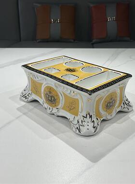 KTV会所摆台用品欧式陶瓷茶几摆件果盘架烟灰缸抽纸盒话筒架全套