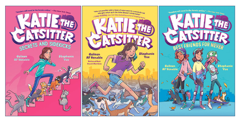 英文原版 Katie the Catsitter 爱猫的凯蒂系列3册 全彩漫画绘本图画书 幽默爆笑 适合女孩 小学生英文课外阅读 英文版 进口书籍