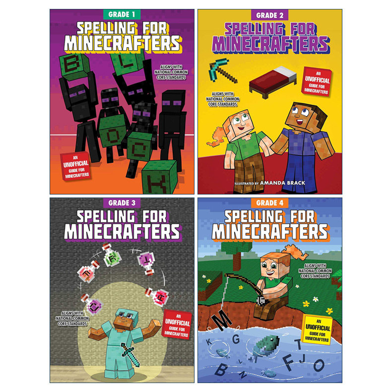 英文原版 Spelling for Minecrafters 我的世界 英语拼写1-4年级 4册 帮助孩子提高语言技能 非官方手册 英文版 进口英语原版书籍