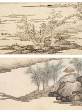 清龚贤山水八景册页国画真迹高清