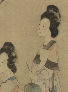 陈洪绶升庵簪花图微喷打印明代人物画临摹绢布画稿传统高士仕女图