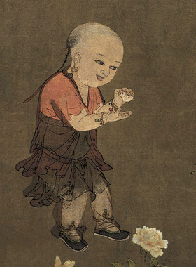 明计盛货郎图绢本国画装裱高清