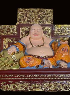 弥勒佛佛像树脂玻璃钢雕塑摆件汽车漆彩绘极彩纯手工铜雕脱胎