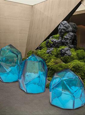 透明树脂大型景观石头摆件酒店别墅大堂庭院水池落地雕塑软装饰品