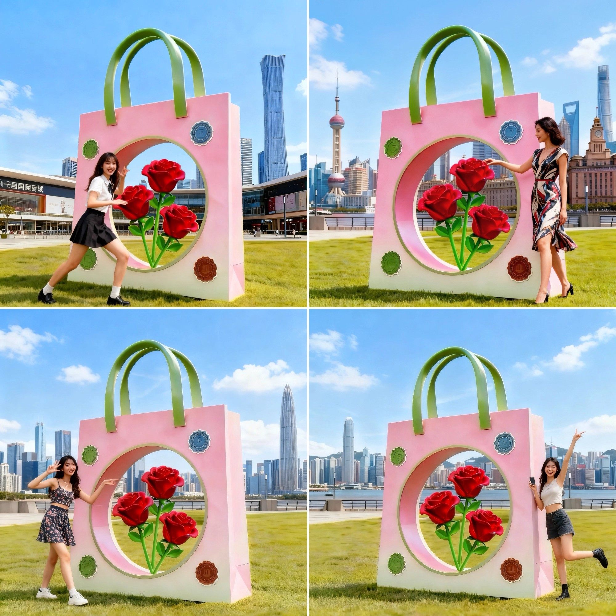 创意购物袋花仙子花束玻璃钢雕塑户外广场公园商场美陈装饰大摆件,淘宝优惠券,粉丝福利购,淘宝优惠卷