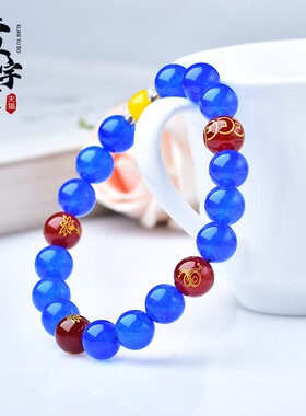 生肖三合蛇鸡牛巳酉丑海蓝色手串