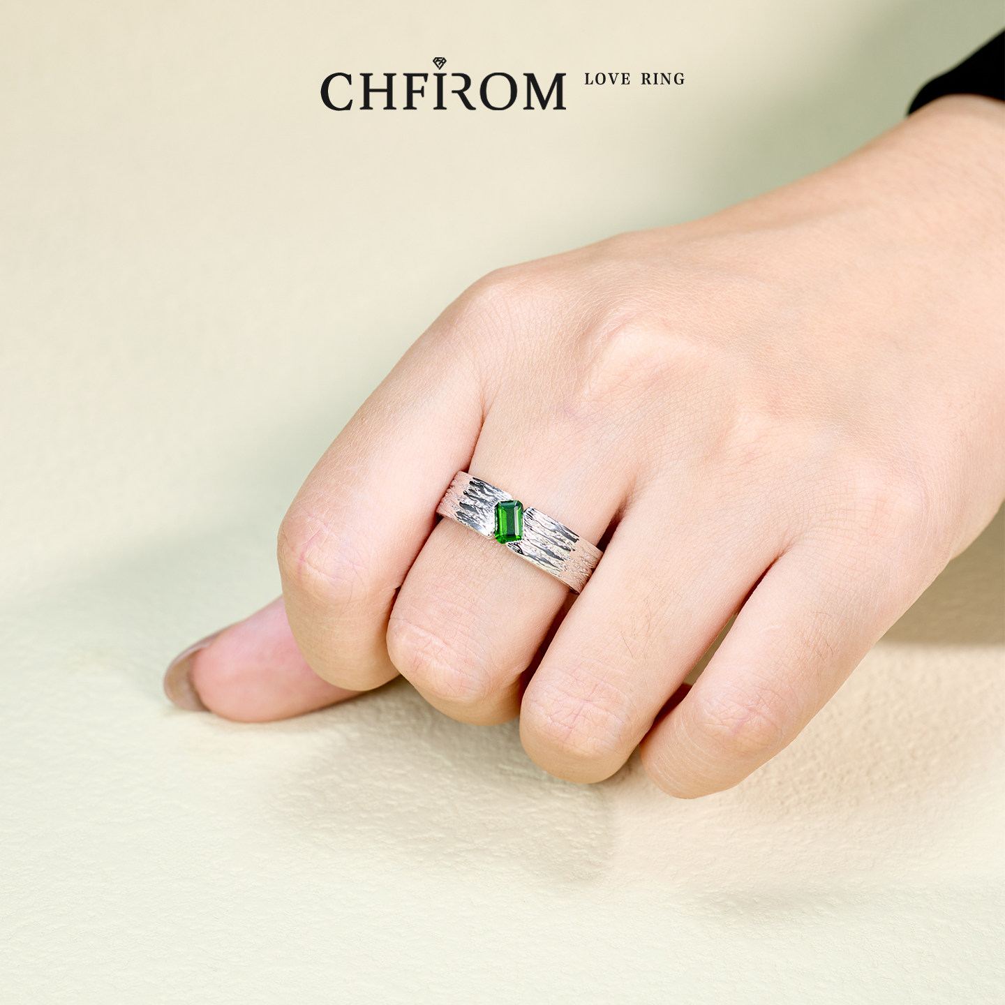 S925纯银天然透辉石戒指树纹祖母绿切工宝石个性男女中性宽版指环,淘宝优惠券,粉丝福利购,淘宝优惠卷