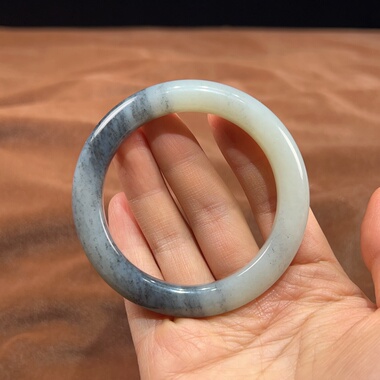 新疆和田玉青花墨玉老料泥鳅背手镯，56.10.3×10.3、49.7g