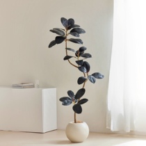 Black Diamond Rubber Tree Emulation Green Plant High-end Light Lavish Living Room Swing Piece Large Floor-To-Fall Silent Wind Bionic Fake Plant