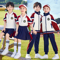 Primary School Children Red Sports Class Clothing Three Sets Spring Autumn Summer School Uniform Kindergarten Garden Clothes Children Pure Cotton Suit