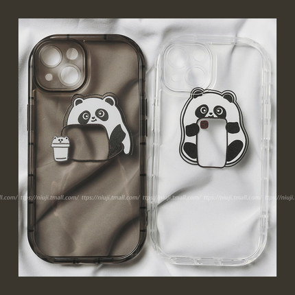 可爱趣味熊猫苹果全系列手机壳防摔ins日系