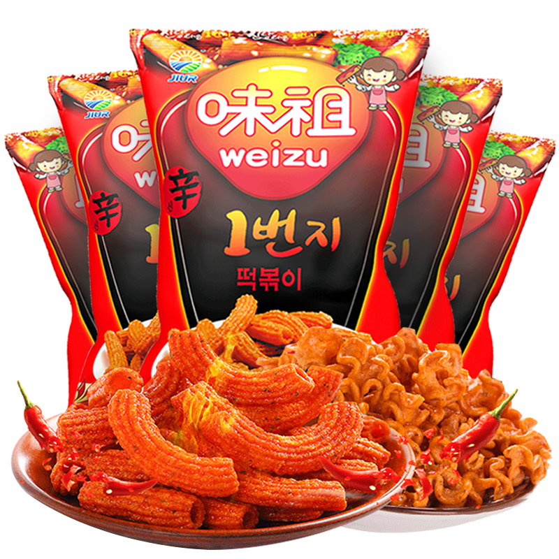 韩国进口九日甜辣炒年糕条100g*3袋 味祖打糕条膨化零食小吃包邮