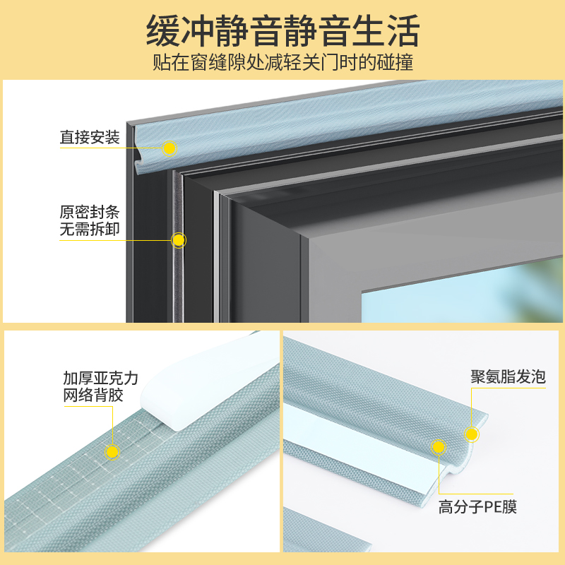 窗户密封条推拉窗缝隙防风胶条保暖门窗自粘挡风神器隔音临街棉条-图2