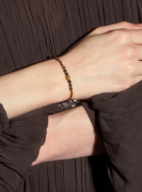 DINN DINN DESIGN度假系列灰蓝色珠珠拼接金属手链新款饰品百搭