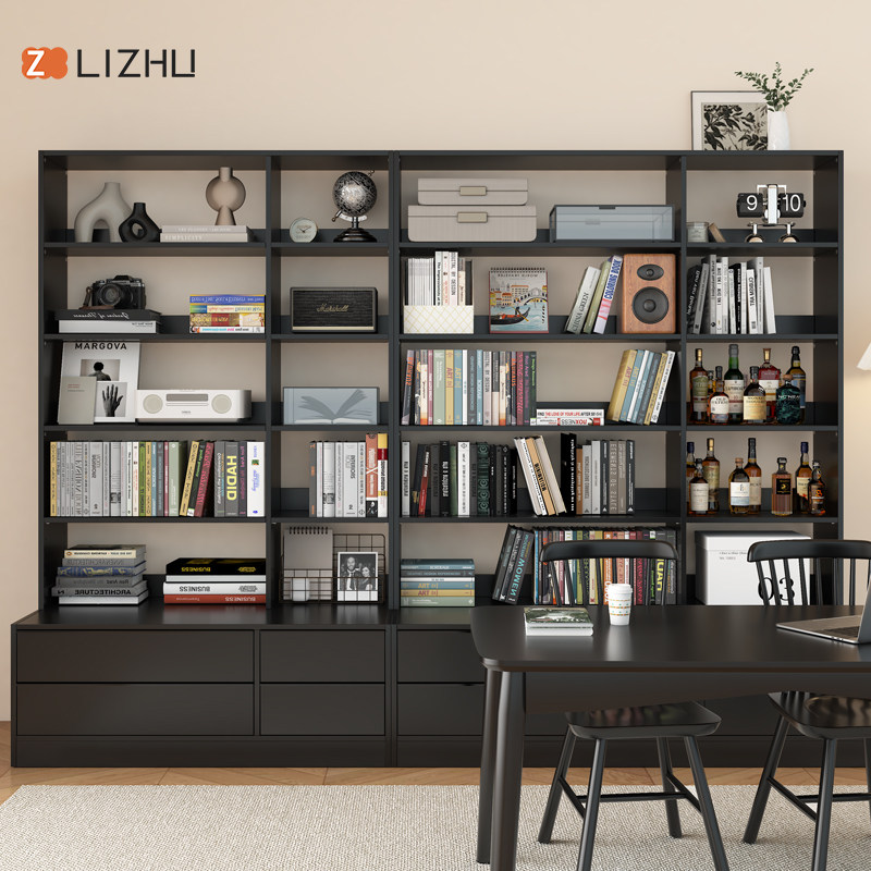 北欧日式组合书柜客厅书房满墙背景书架落地带卡座展示柜可定制,淘宝优惠券,粉丝福利购,淘宝优惠卷