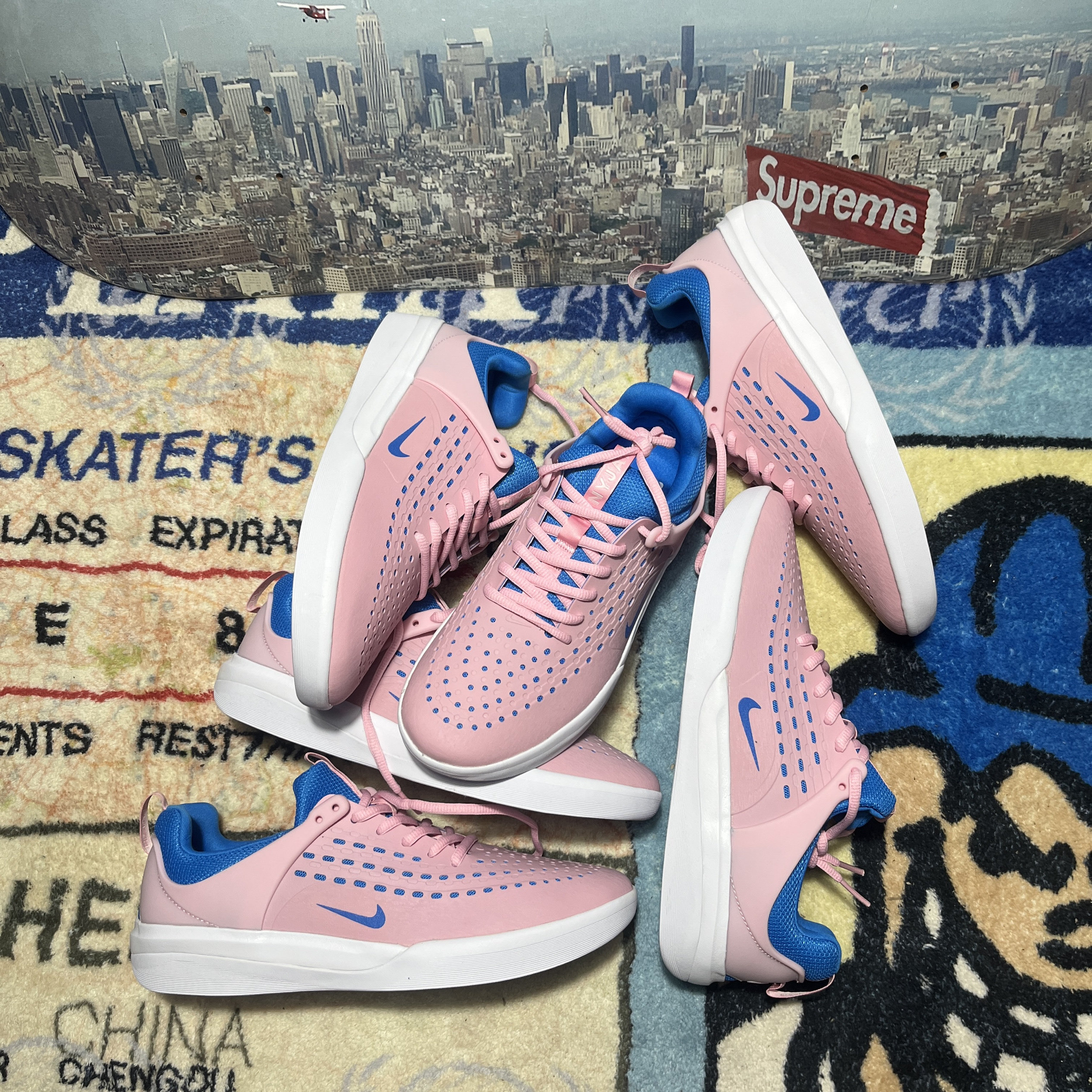 Nike NYJAH 3白粉配色轻便低帮耐磨缓振运动滑板鞋DV7896-601熊,淘宝优惠券,粉丝福利购,淘宝优惠卷