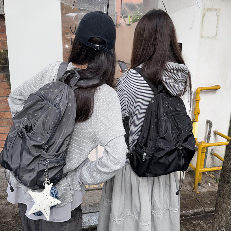 Unique blue原创星星多口袋书包女休闲学院风背包高中学生双肩包,淘宝优惠券,粉丝福利购,淘宝优惠卷