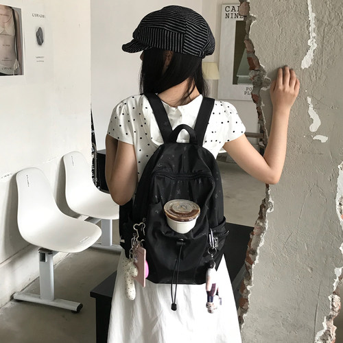 Unique blue韩系星星大容量书包防水背包学生便携通勤双肩包女 - 图1