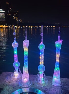 发光东方明珠广州塔亮灯纪念品小蛮腰模型摆件工艺品旅游景区礼物