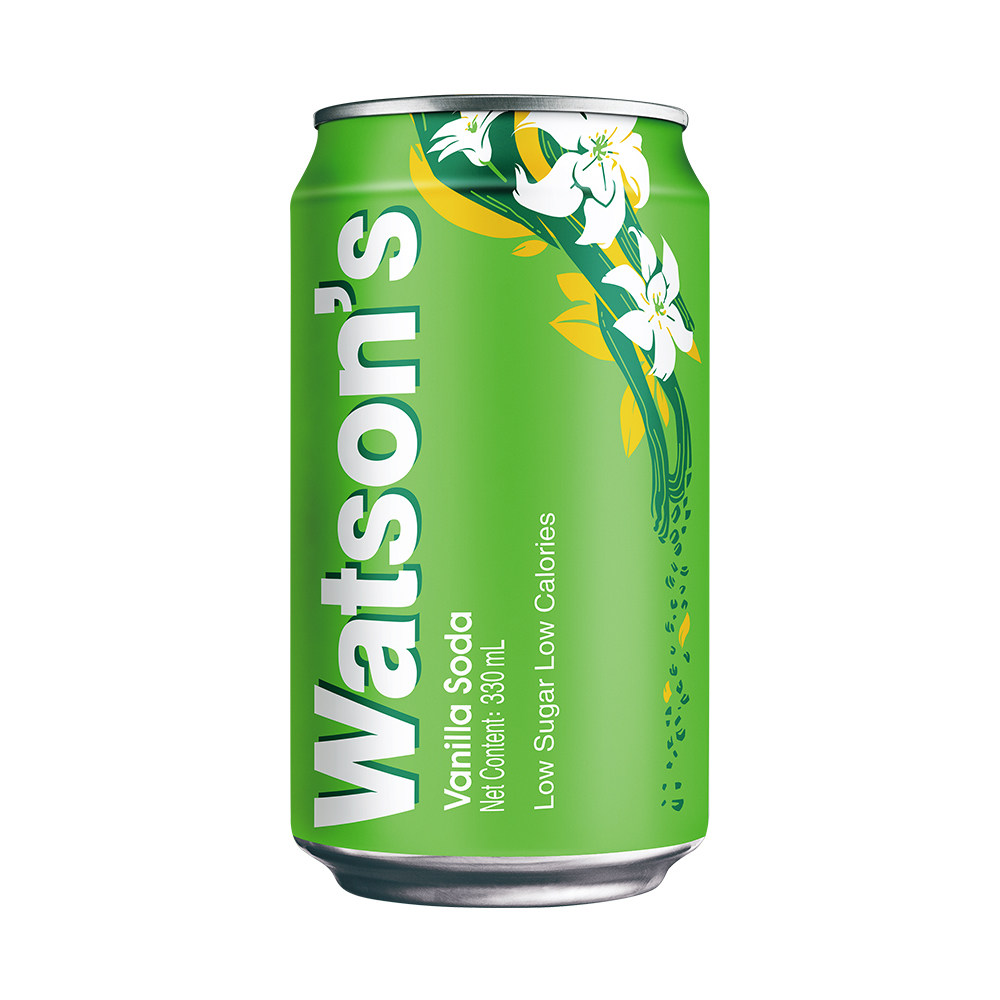 屈臣氏低糖低能量苏打汽水清新香草味碳酸气泡水330ml*12罐