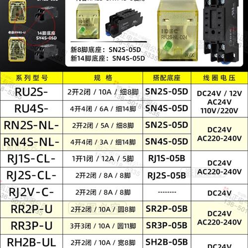 和泉继电器RU2S-D24-A220 RU4S-D24-A22  DC24V-AC220V SY4S/SM2S - 图1