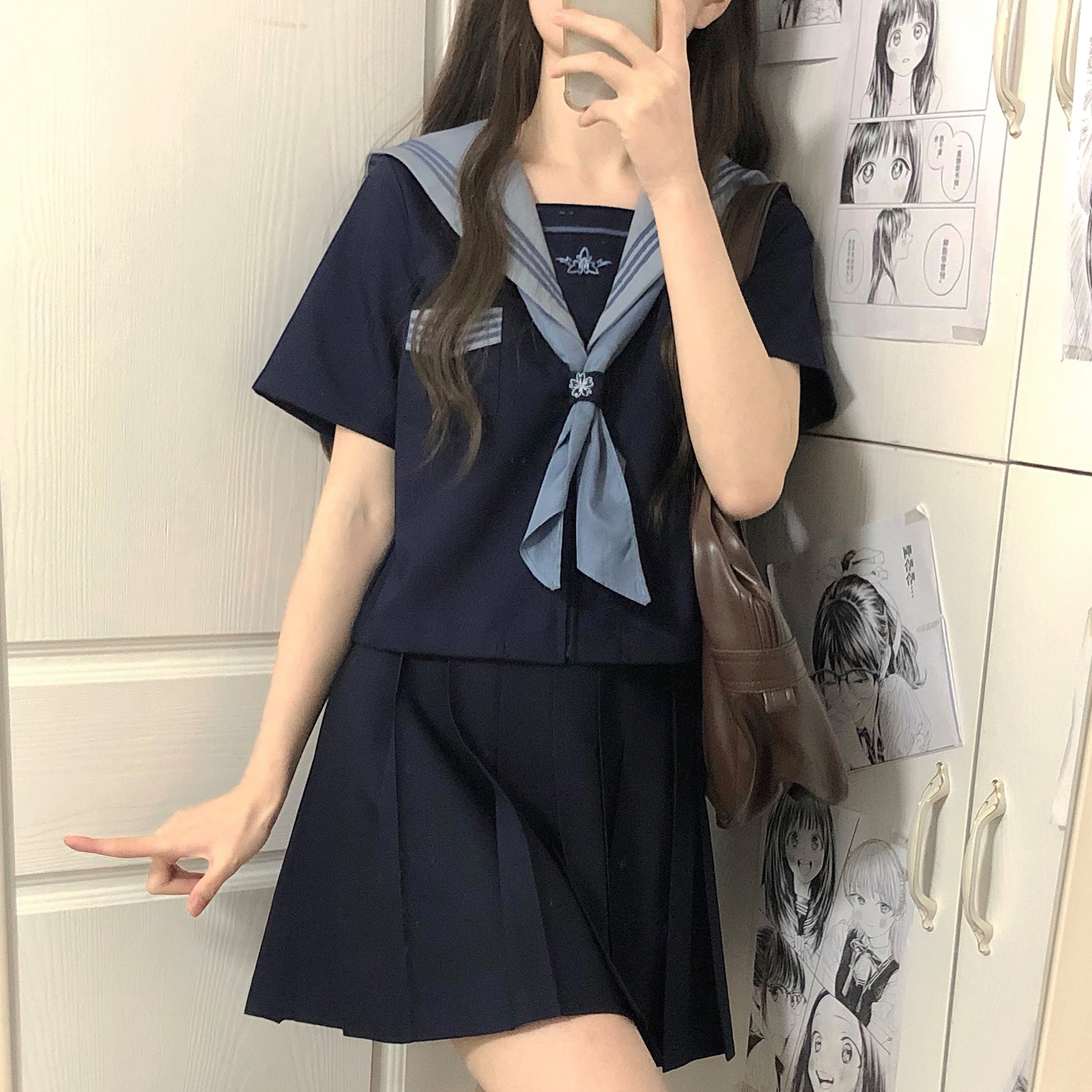 山茶与书原创云帆女高jk制服水手服校供班服套装长短袖上衣基础款 - 图0