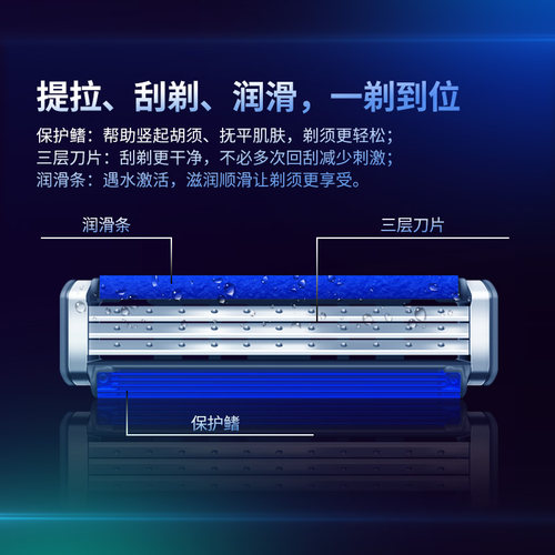 吉列威锋3系强化手动剃须刀刮胡子刀三层刀片式刀头原装刀架手动 - 图0