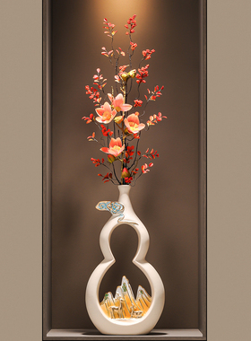 玄关客厅细长竖高花瓶摆件礼物