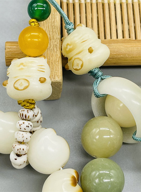 保真天然猫爪菩提根串手机链吊坠