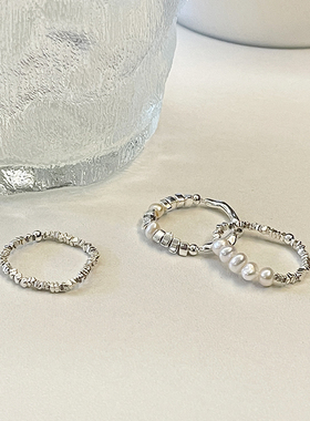 男女925银ins碎银子珍珠弹力