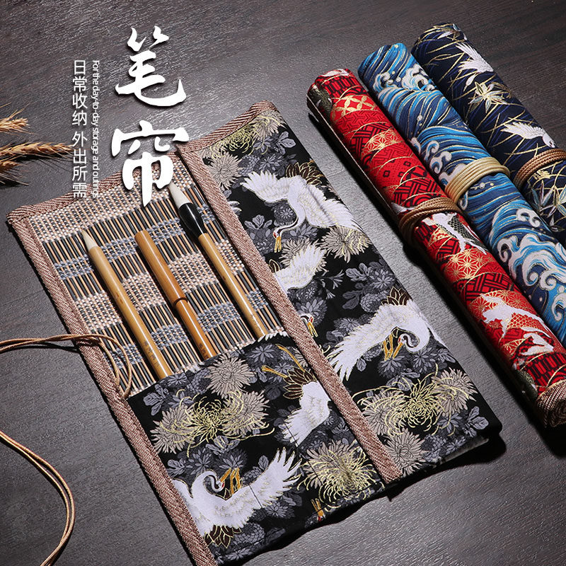 笔帘毛笔专用便携式书法毛笔卷竹笔帘学生笔袋毛笔袋卷毛笔的帘子收纳卷帘中国风小学生笔帘子竹制袋子卷笔帘,淘宝优惠券,粉丝福利购,淘宝优惠卷