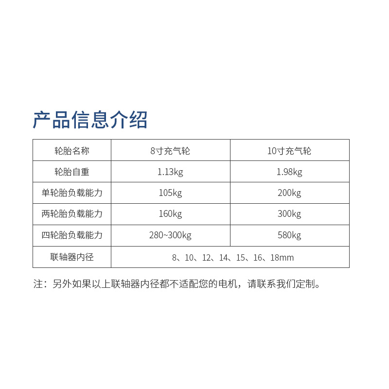 WHEELTEC承重轮带键槽 8英寸10英寸充气轮智能车机器人无人车AGV - 图0