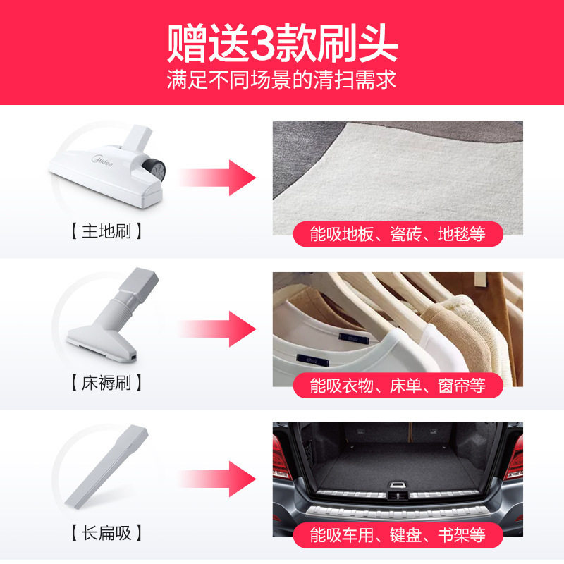 美的吸尘器家用小型手持有线多功能大吸力吸猫毛神器SC861A,淘宝优惠券,粉丝福利购,淘宝优惠卷