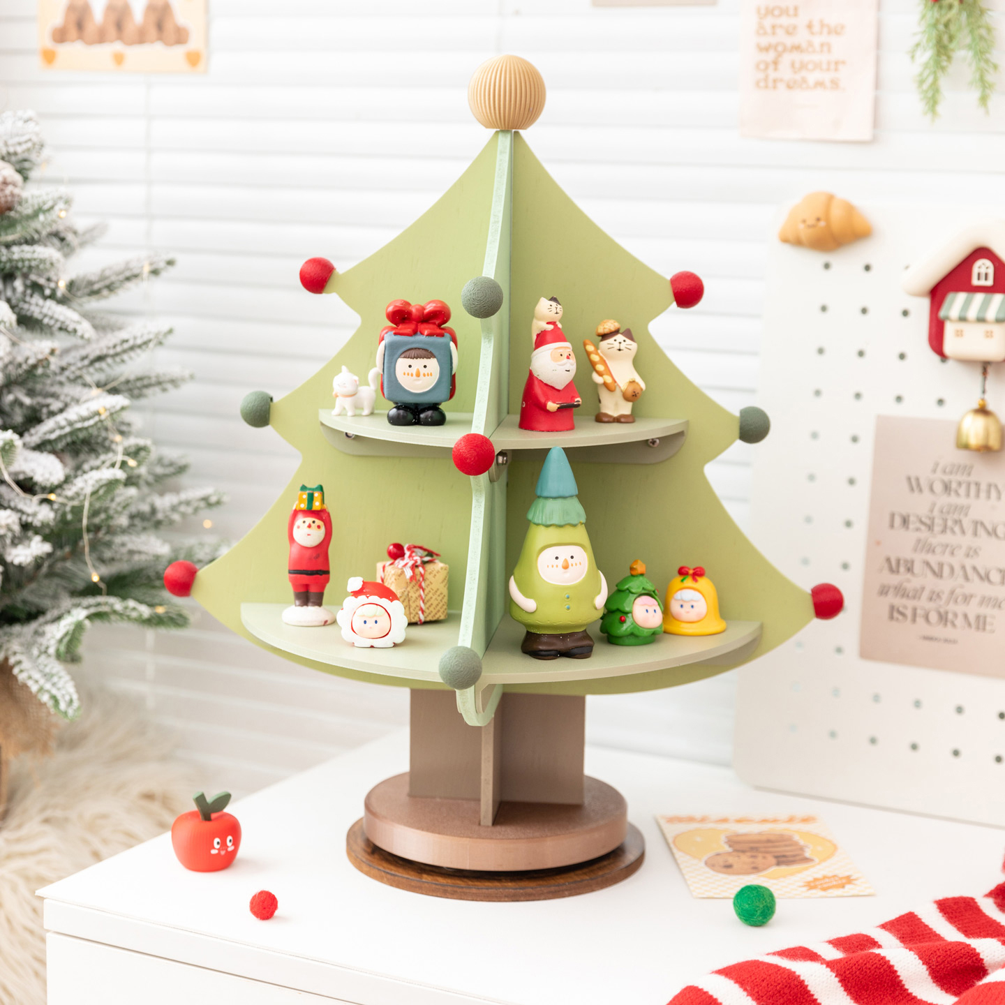 阿楹 泡泡玛特星星人萌粒盲盒收纳架旋转阶梯手办娃娃展示柜摆件 - 图1