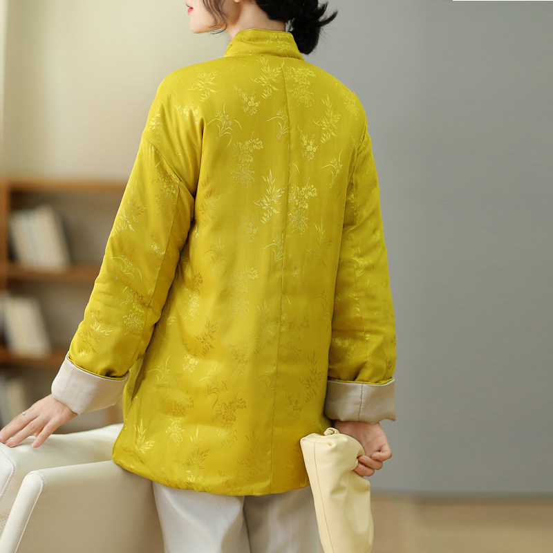 欧至雅2021年冬缎面提花日常女旗袍 szozya欧至雅上衣