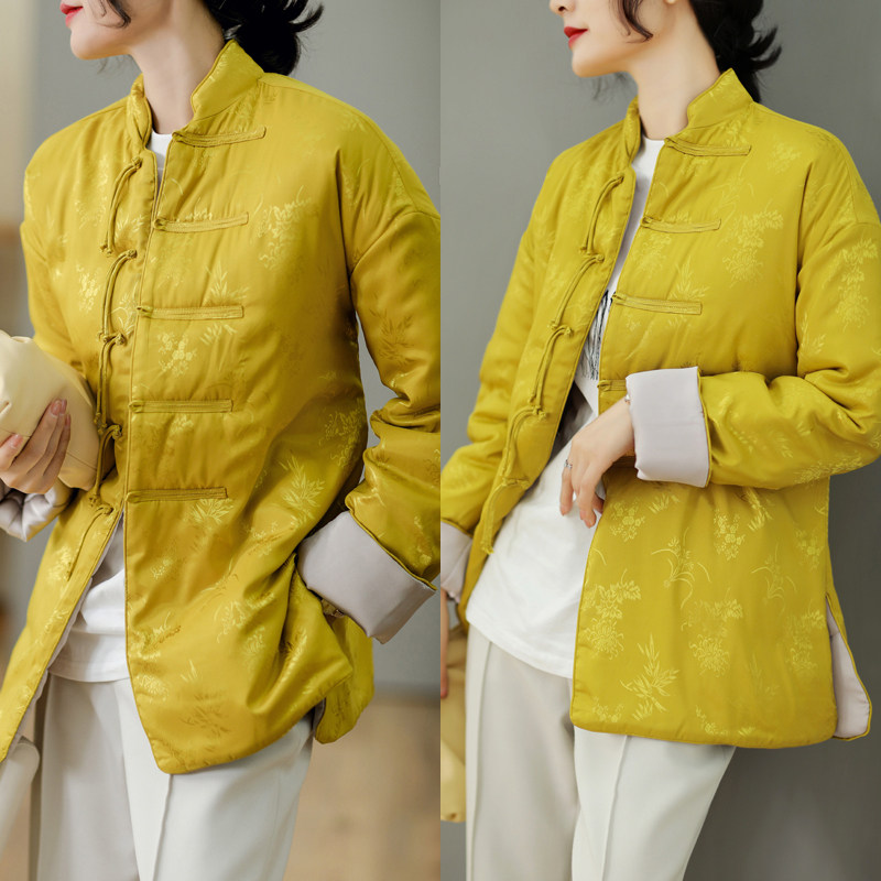 欧至雅2021年冬缎面提花日常女旗袍 szozya欧至雅上衣