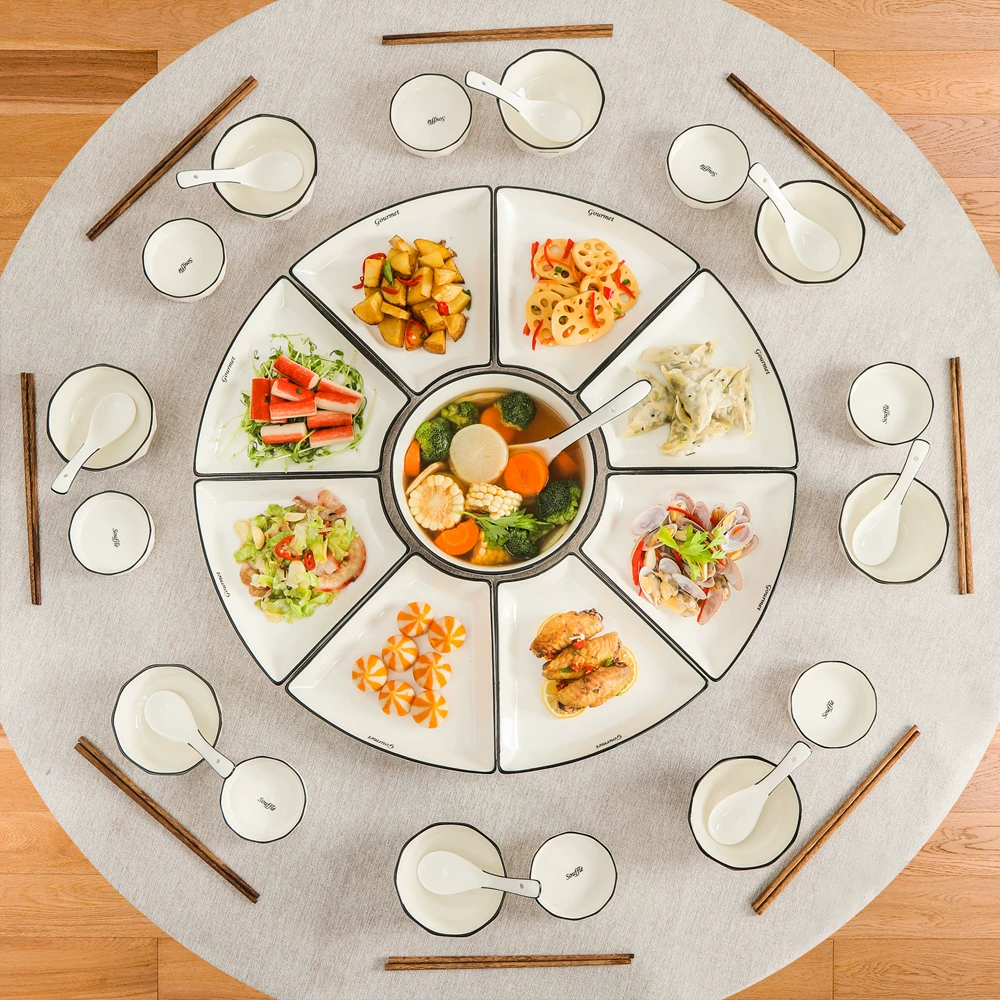 Reunion platter tableware combination New Year's New Year ceramic dish dish home creative family hot pot party set set set
