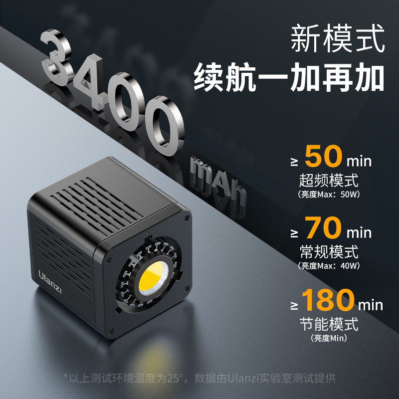 Ulanzi优篮子40W PRO双色温COB摄影补光灯主播直播专用打光灯影视灯便携拍照室内户外人像拍摄柔光LED常亮灯 - 图1