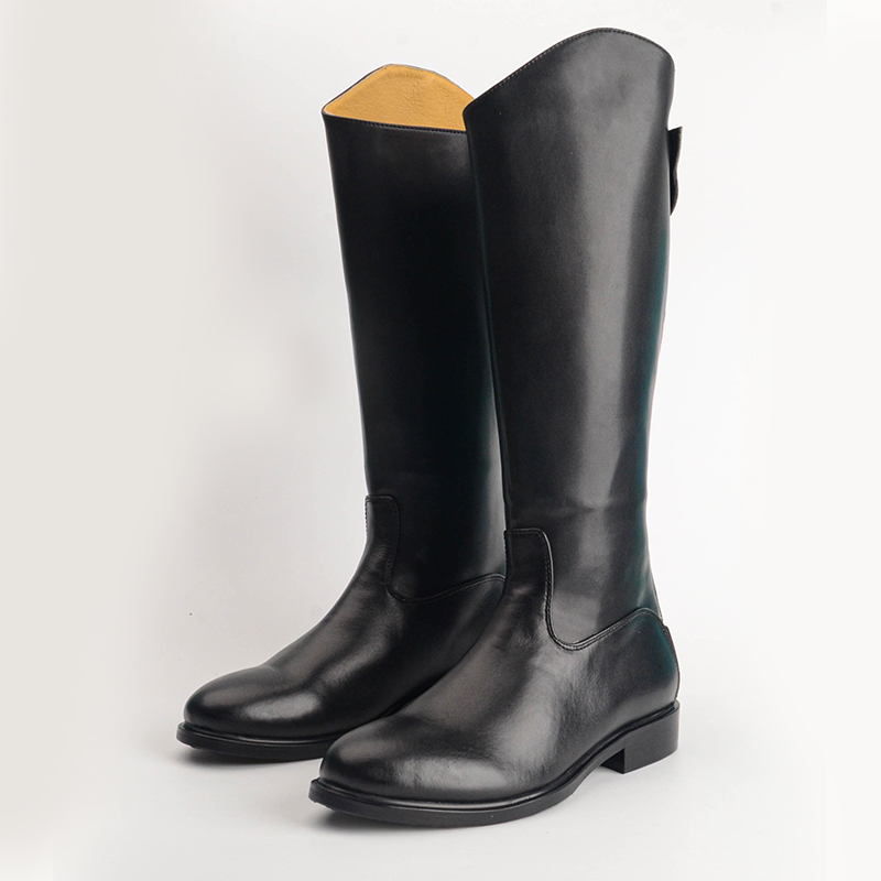 真皮长筒马靴男士马术高筒靴骑马牛皮仪仗队阅兵靴后拉链骑士皮靴 - 图1