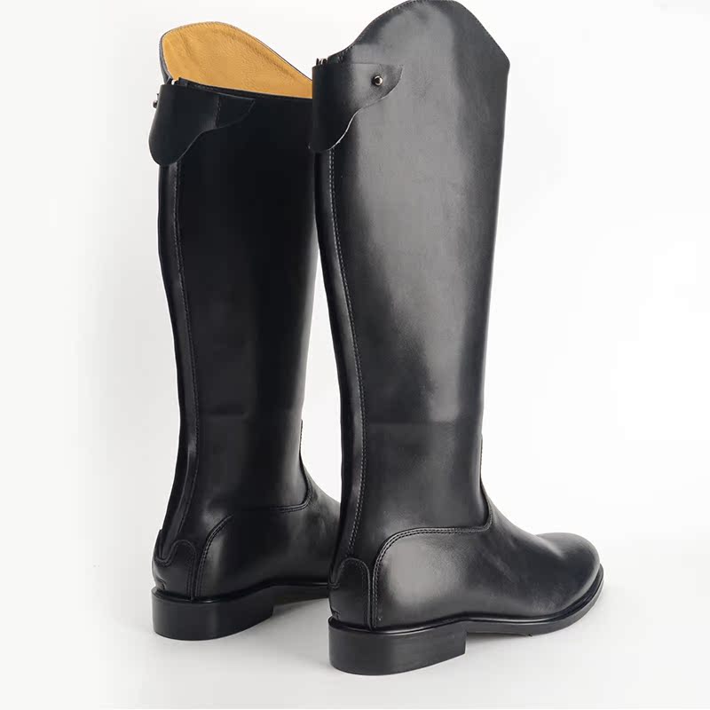 真皮长筒马靴男士马术高筒靴骑马牛皮仪仗队阅兵靴后拉链骑士皮靴 - 图2