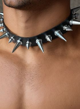 摇滚铆钉皮革项圈小众高级感项链