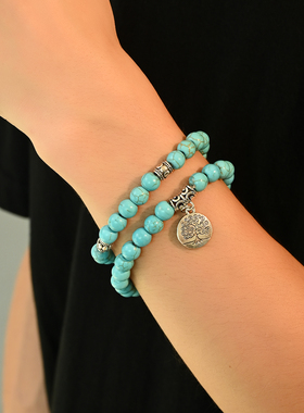 Vintage中古常青树双层叠戴手链