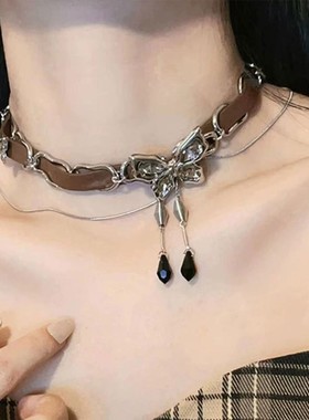 美拉德蝴蝶choker项圈皮革项链女
