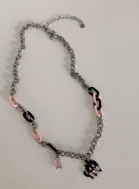 喵星人~小猫锆石双层项链女百搭