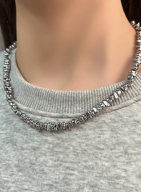 碎银不规则钛钢项链女高级感轻奢