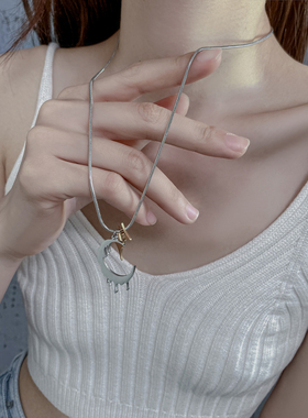 融化月亮项链女月亮项链ins女