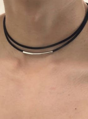 嘻哈冷淡风双层短款项链锁骨链