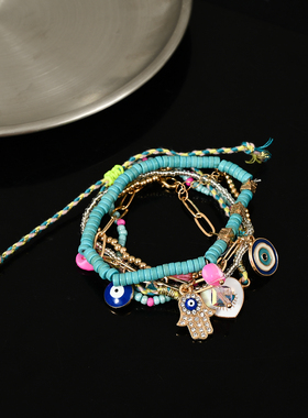 Vintage古着6条装恶魔之眼手链