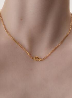 趣味打结细链钛钢锁骨链不掉色